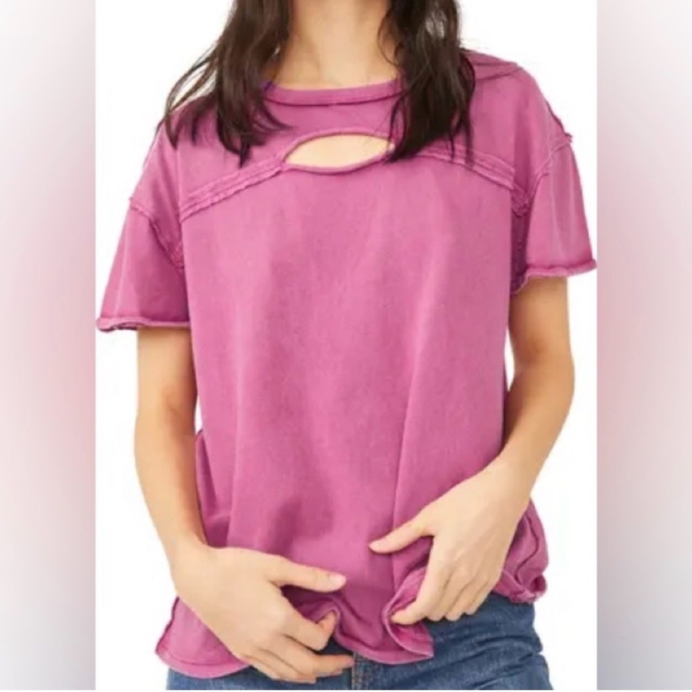 NWOT 🩷 Free People We The Free Cut it Out Tee in Orchid Rain RETAIL $58